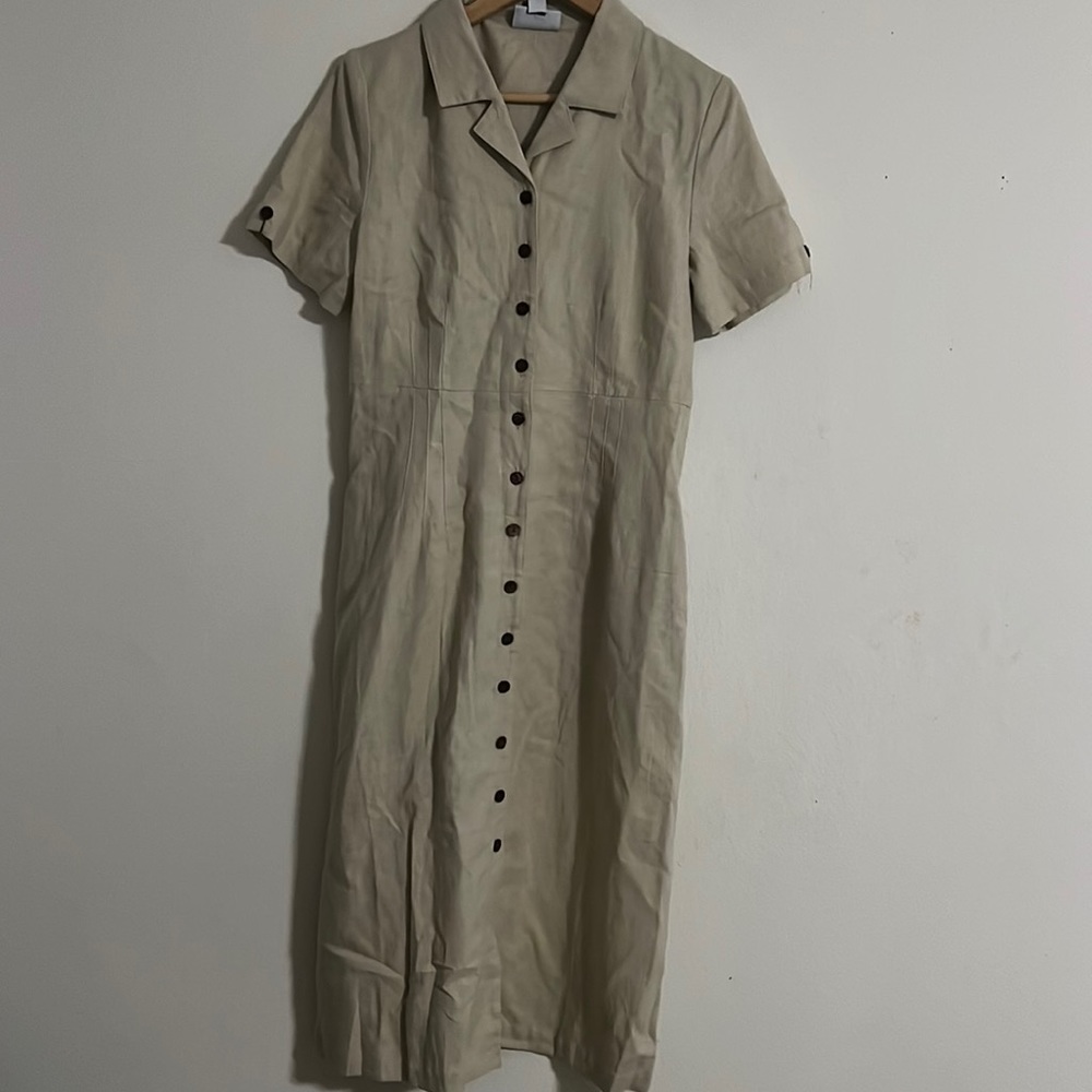 The Tog shop blended linen khaki maxi dress Sz 8